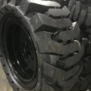 A close up of the tire on a large truck