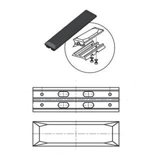 A drawing of a shelf with two pieces attached to it.
